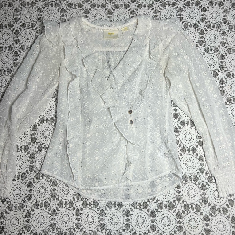 Elegant White Ruffled Blouse
